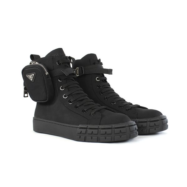 Tenis Prada Altos Wheel Re Nylon Negros - Imagen 2