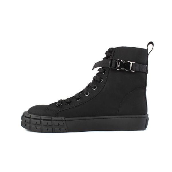 Tenis Prada Altos Wheel Re Nylon Negros - Imagen 3